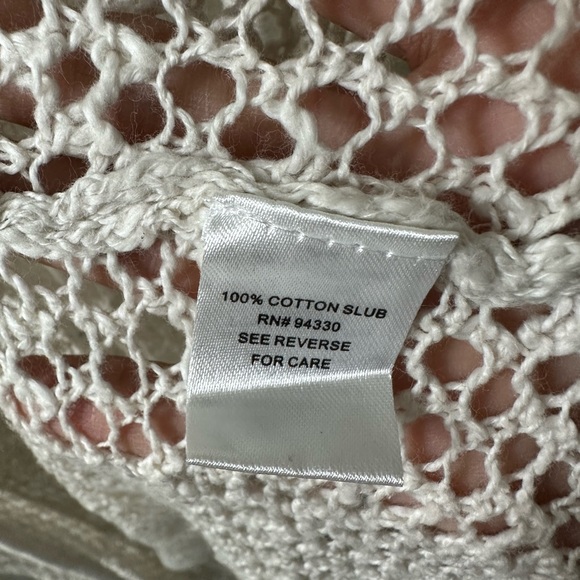 Bohemian Open-Knit Crotchet Cream Duster Cardigan, Size Medium/Large - Picture 4 of 8